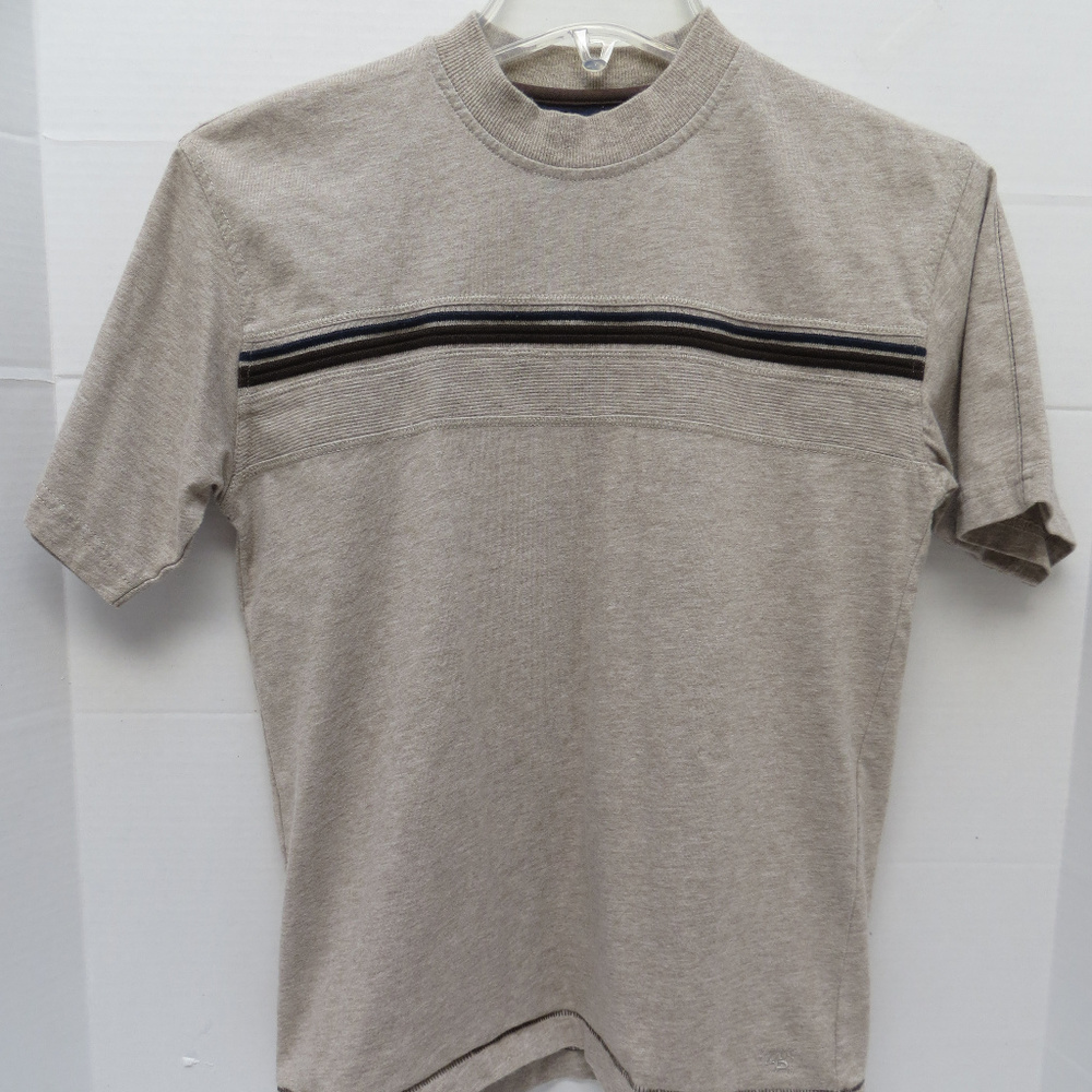 Xg Beige Striped Short Sleeve Shirt Size S